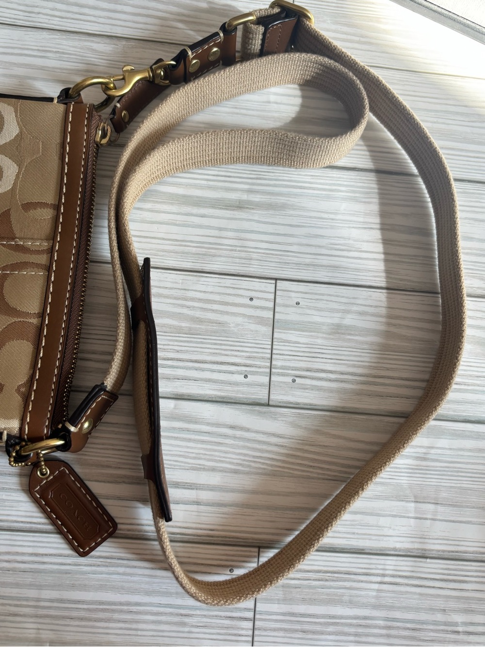 Coach Signature Canvas Crossbody Bag in Beige - Picture 11 of 13